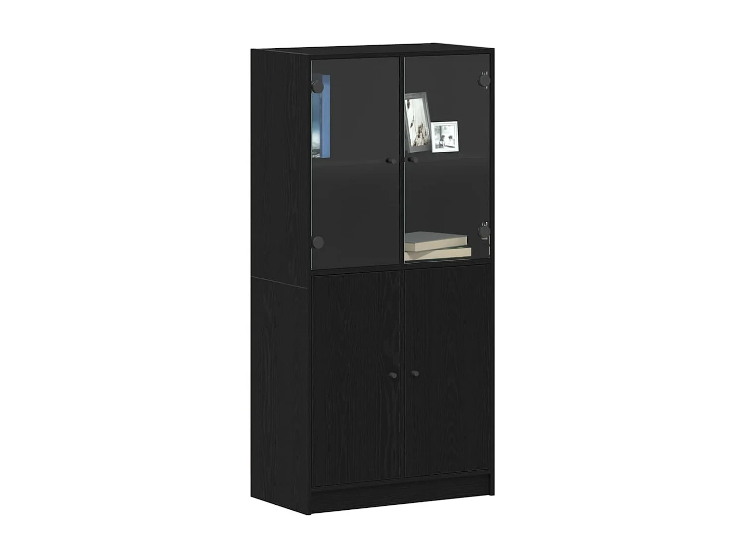 Highboard avec portes en chêne noir 68x37x142 cm en bois d'ingénierie