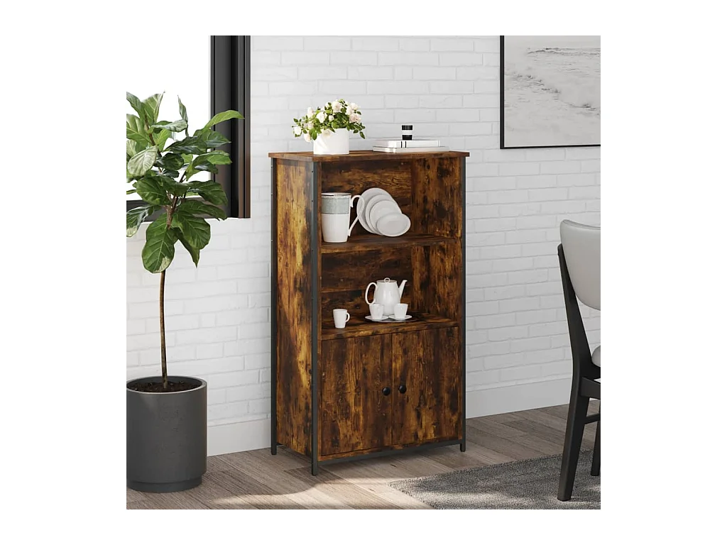 Hoog dressoir gerookt eiken 62x32x103,5 cm bewerkt hout