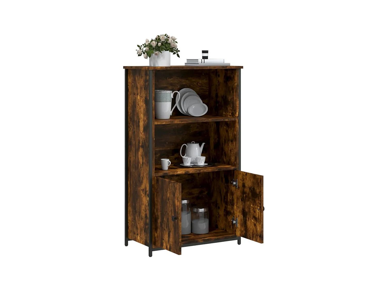 Hoog dressoir gerookt eiken 62x32x103,5 cm bewerkt hout