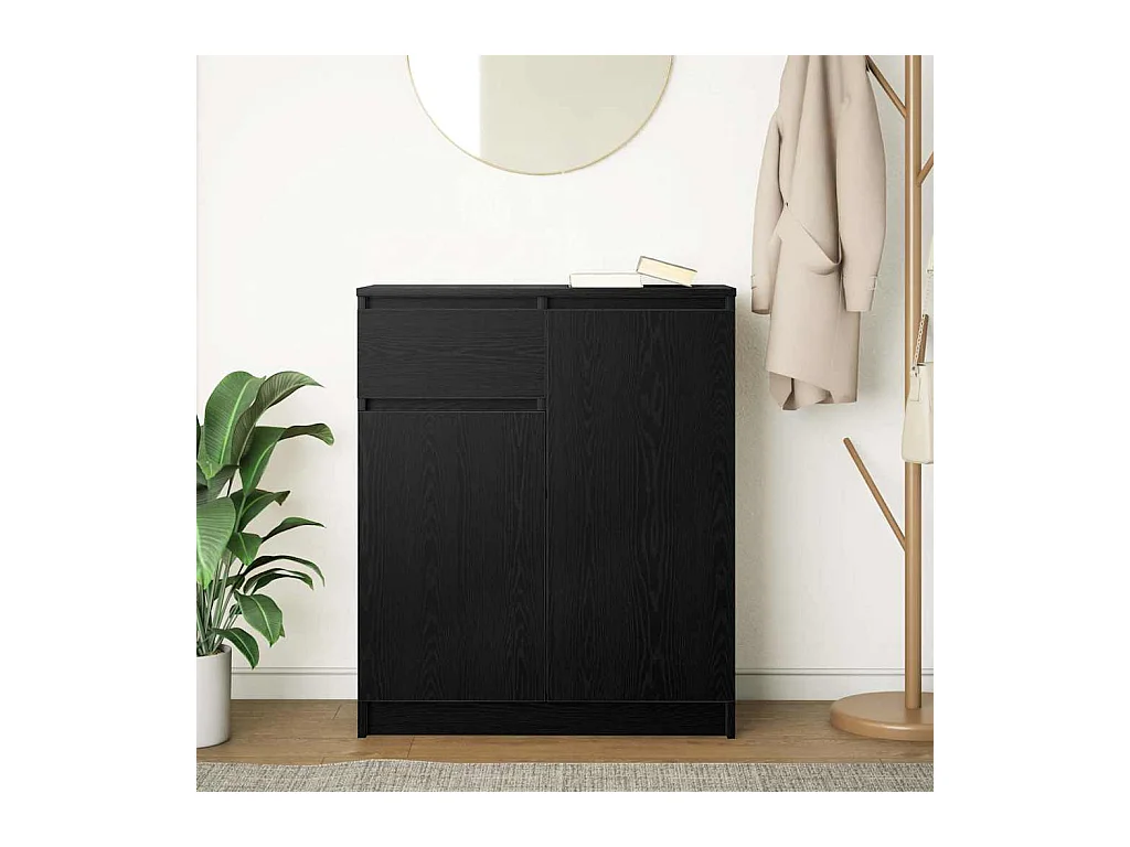 Buffet avec tiroir chêne noir 71x35x84 cm bois d'ingénierie