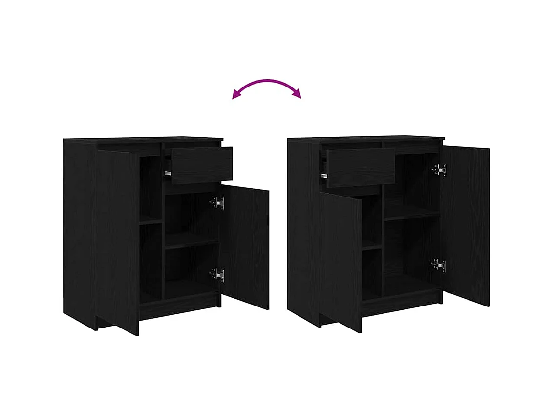 Buffet avec tiroir chêne noir 71x35x84 cm bois d'ingénierie