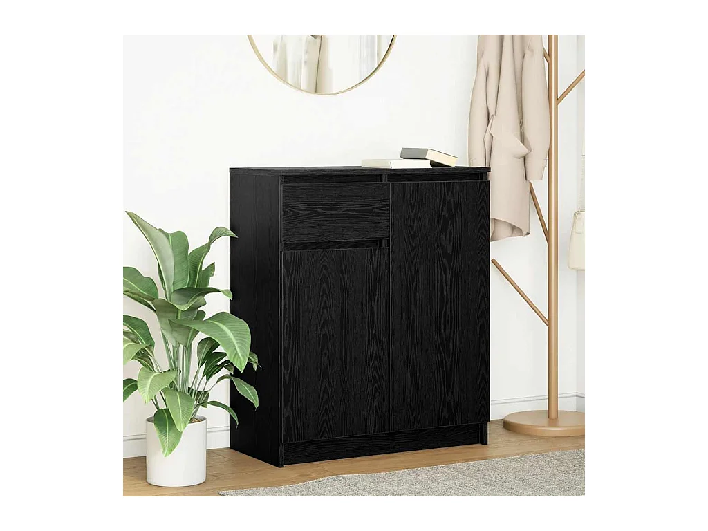 Dressoir met lade zwart eiken 71x35x84 cm bewerkt hout