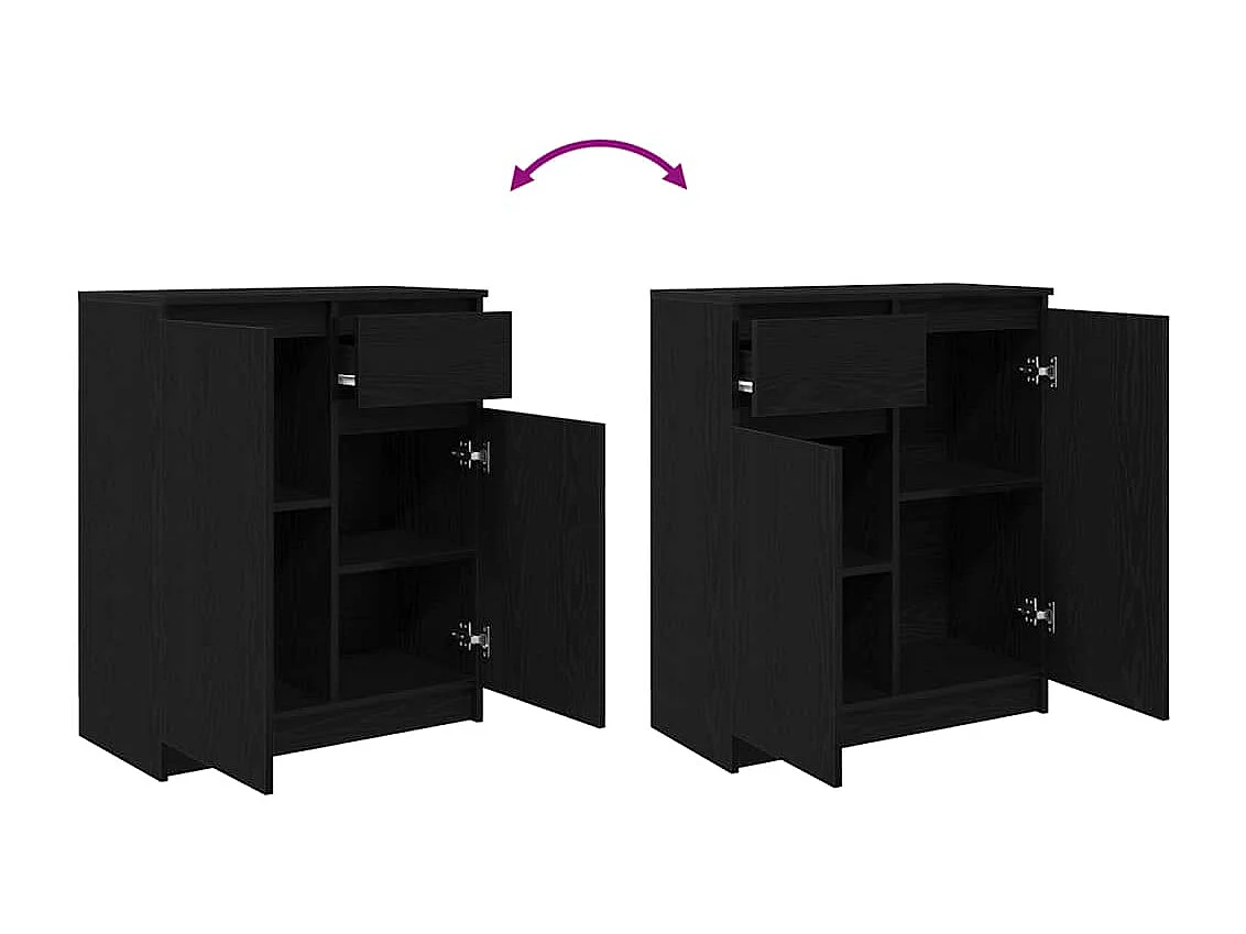 Buffet avec tiroir chêne noir 71x35x84 cm bois d'ingénierie