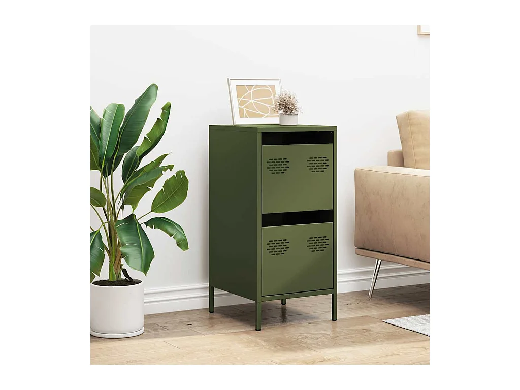 Olivgrünes Sideboard 35x39x73,5 cm kaltgewalzter Stahl