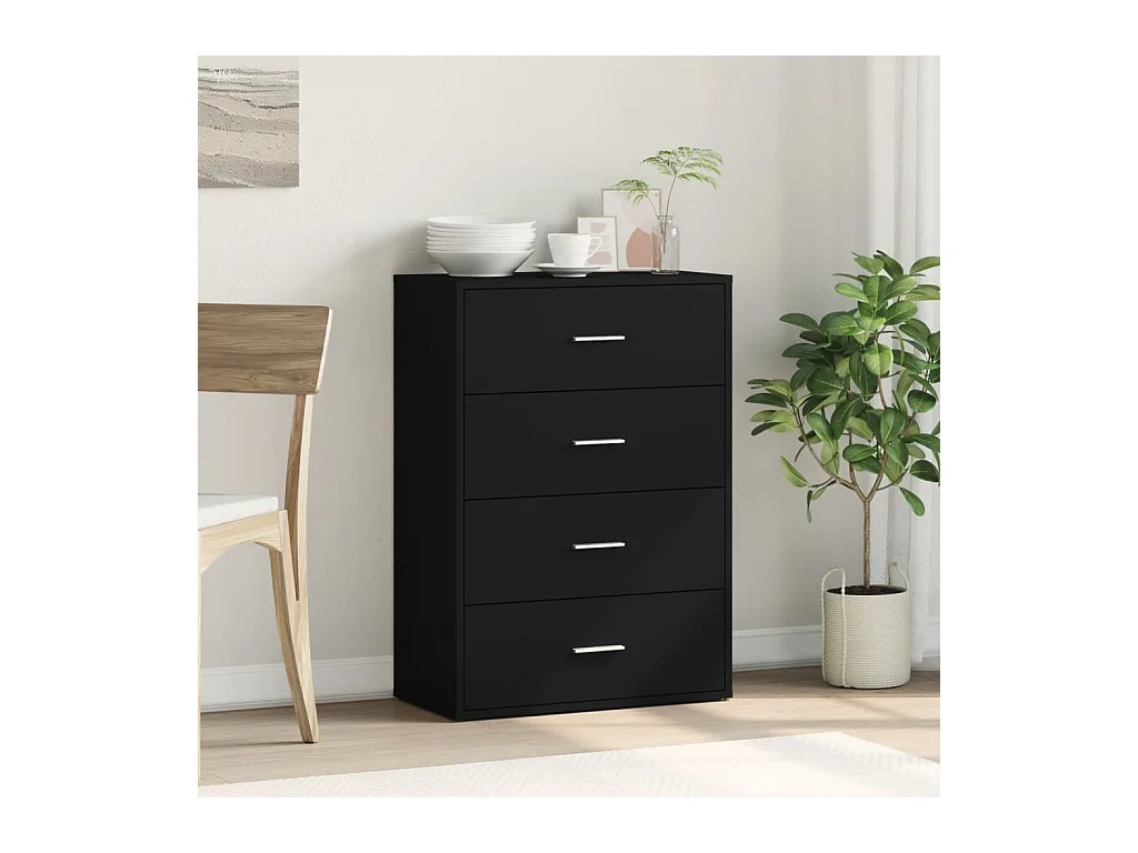 Buffet noir 60x31x84 cm bois d'ingénierie