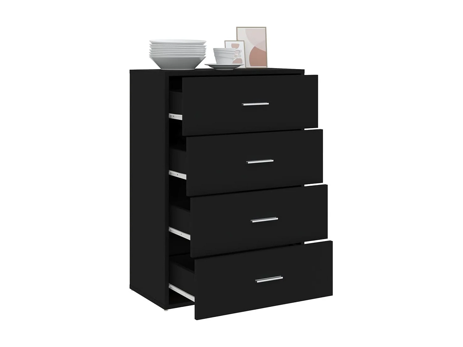 Buffet noir 60x31x84 cm bois d'ingénierie