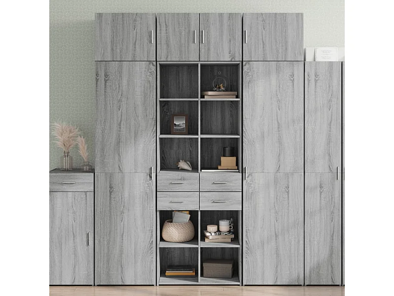 Aparador alto Sonoma gris 70x42,5x185 cm madera de ingeniería