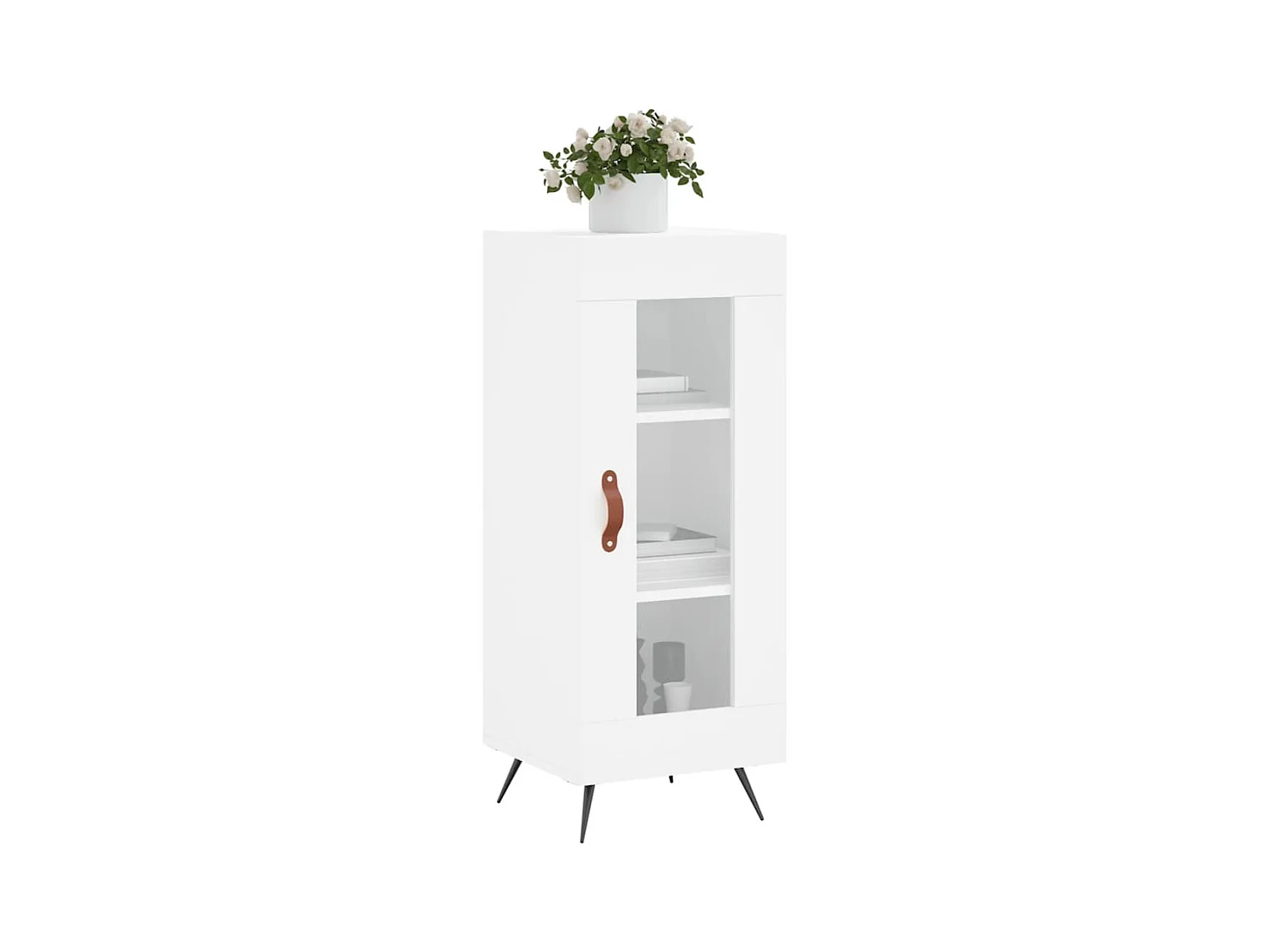 Credenza Bianco lucido 34,5x34x90 cm Legno composito