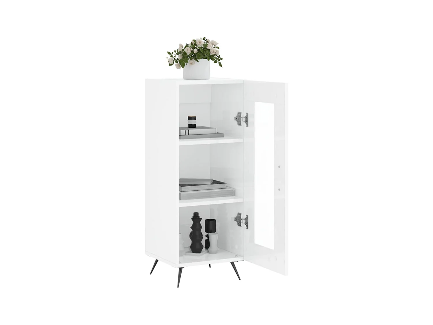Credenza Bianco lucido 34,5x34x90 cm Legno composito