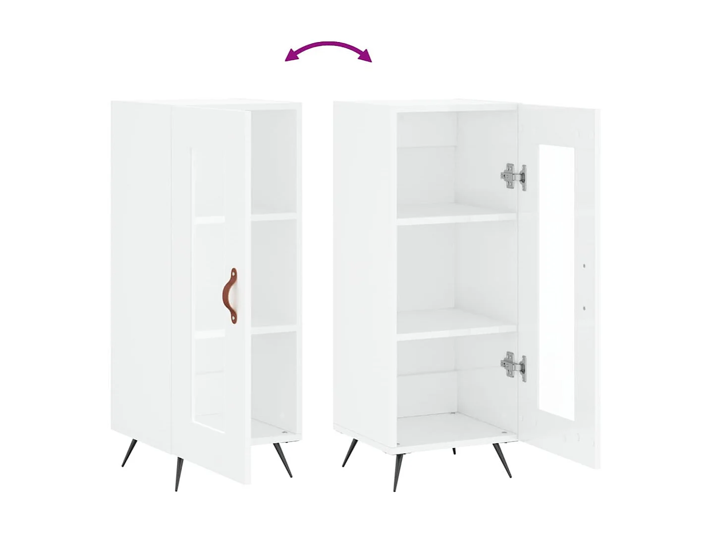 Credenza Bianco lucido 34,5x34x90 cm Legno composito