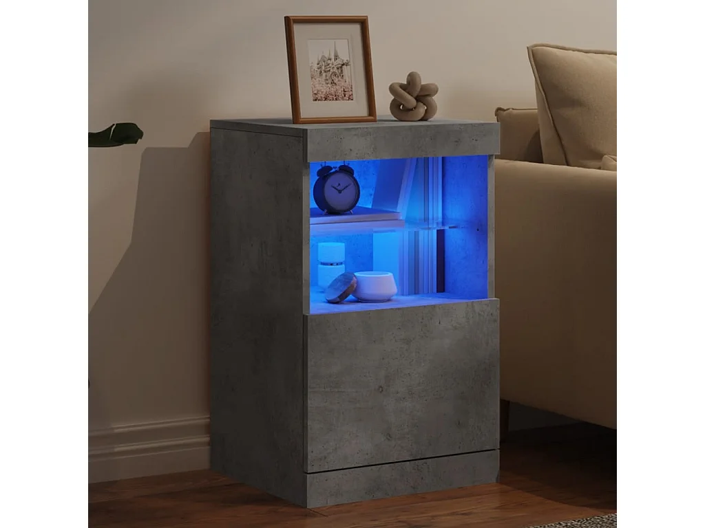 Buffet avec lumières LED gris béton 41x37x67 cm