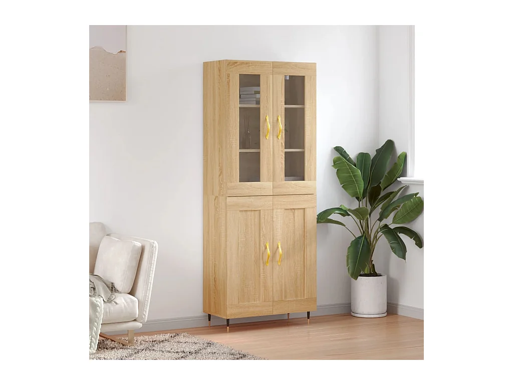 Credenza alta in rovere Sonoma 69,5x34x180 cm Legno ingegnerizzato