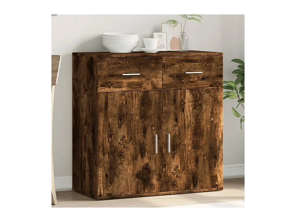 Buffet chêne fumé 79x38x80 cm bois d'ingénierie