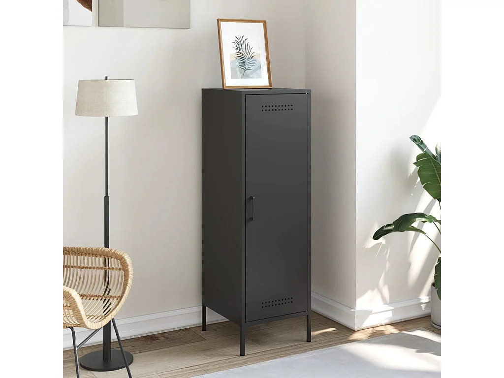 Buffet haut noir 36x39x113 cm acier