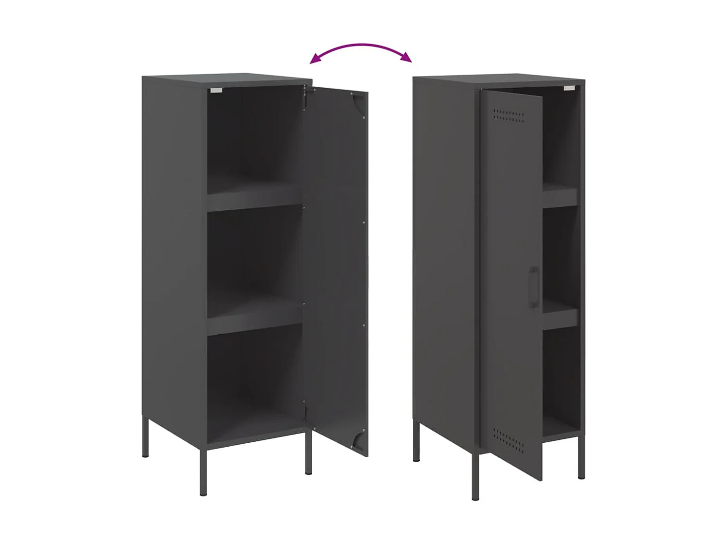 Buffet haut noir 36x39x113 cm acier