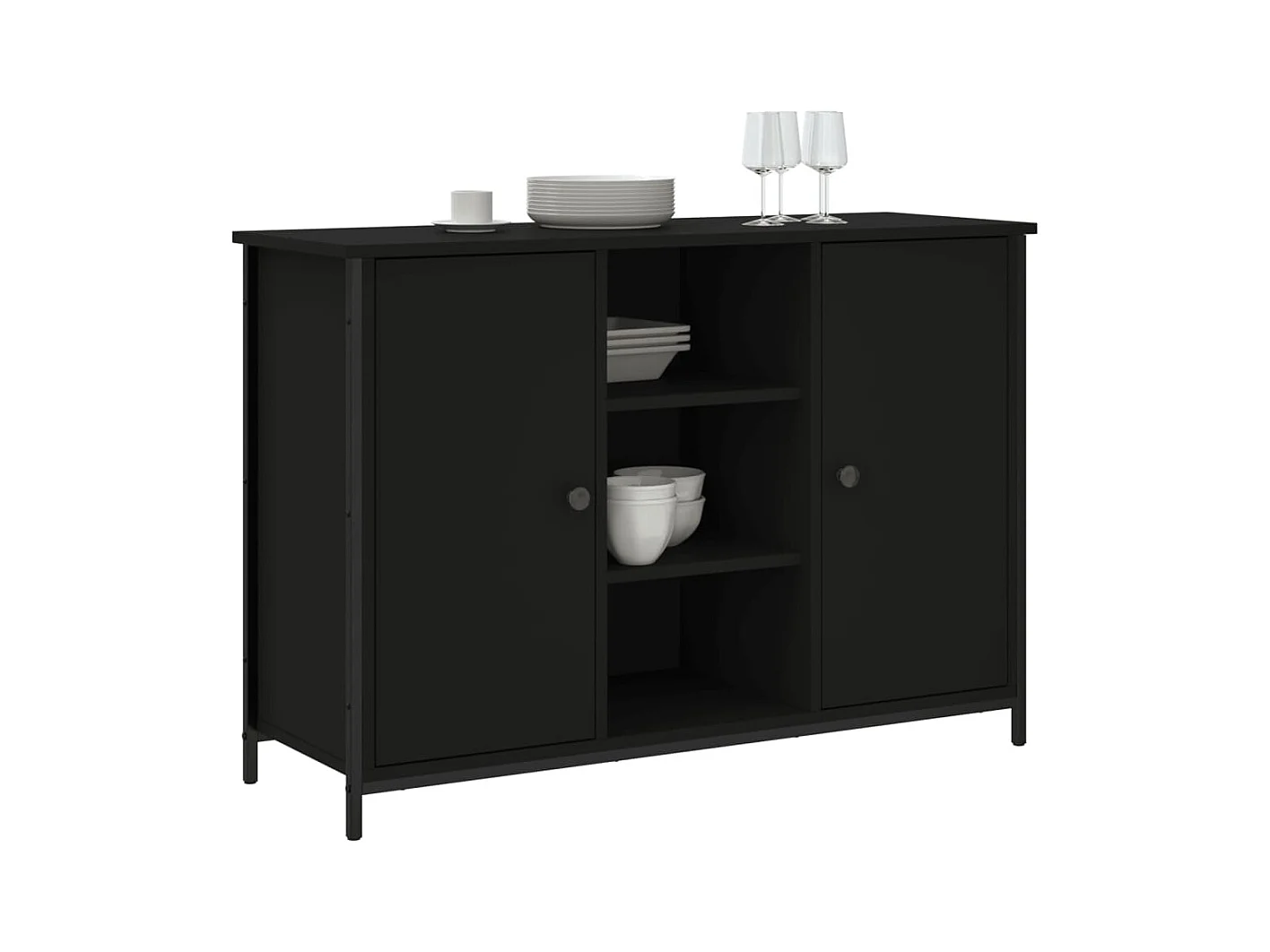 Buffet noir 100x35x70 cm bois d'ingénierie