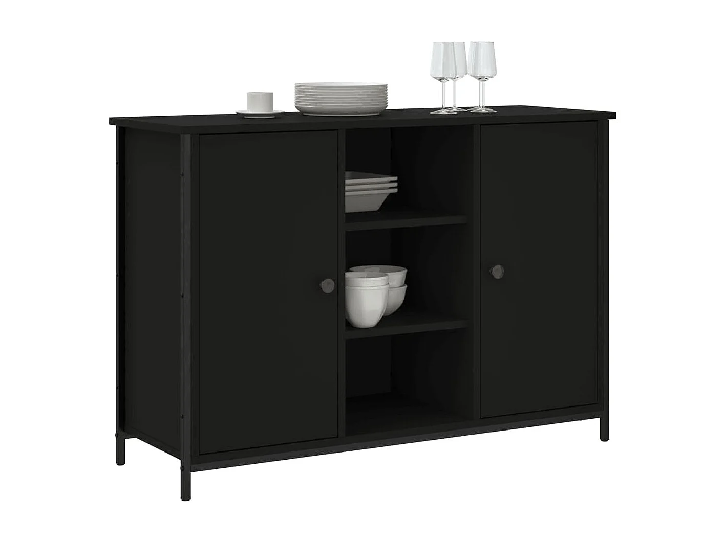 Buffet noir 100x35x70 cm bois d'ingénierie