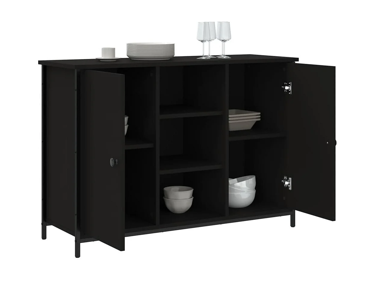 Buffet noir 100x35x70 cm bois d'ingénierie