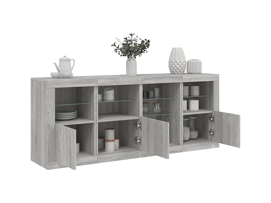 Buffet avec lumières LED sonoma gris 164x37x67 cm