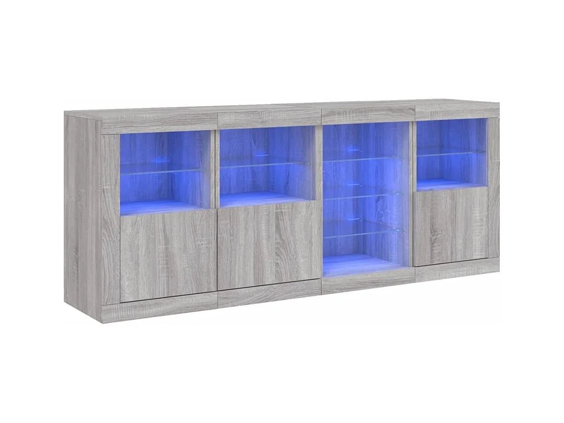 Buffet avec lumières LED sonoma gris 164x37x67 cm