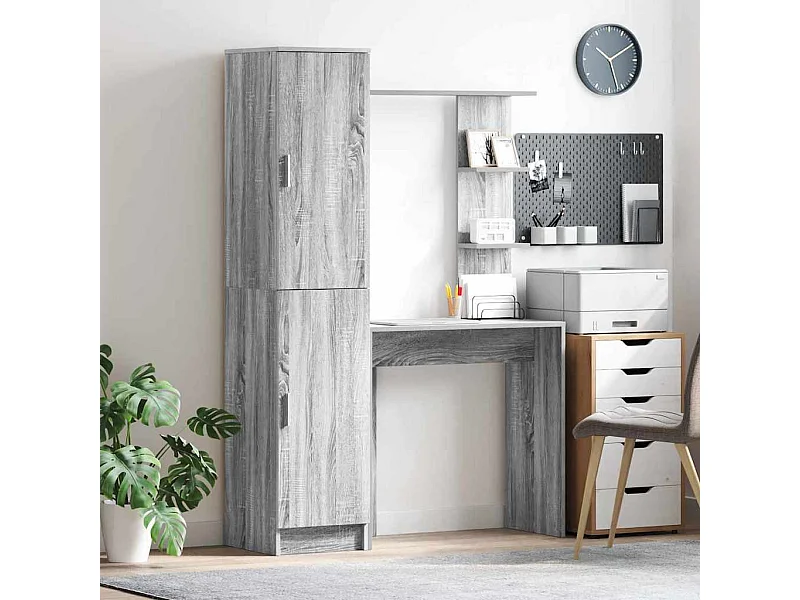 Sonoma Gray Engineered Wood Bureau met opbergruimte