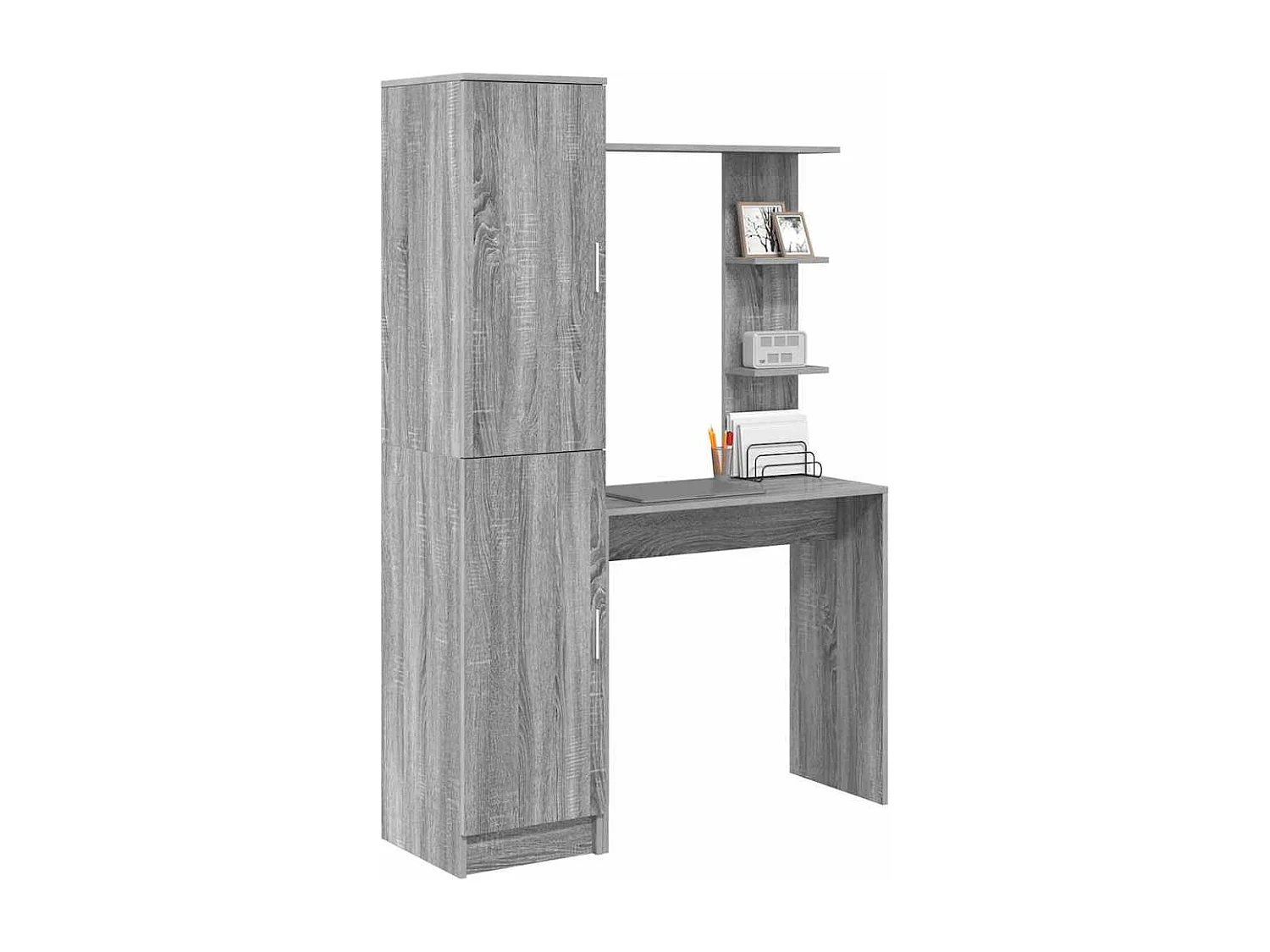 Bureau avec rangement Gris Sonoma Bois d'ingénierie