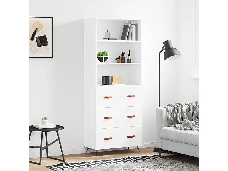 Wit hoog dressoir 69,5x34x180 cm Technisch hout