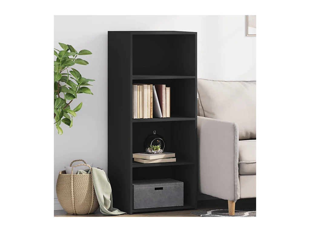Buffet haut noir 50x41x124 cm bois d'ingénierie