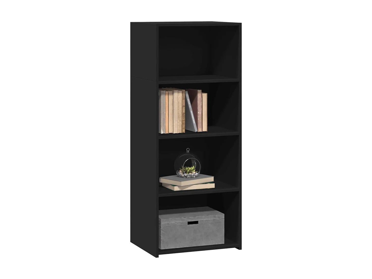 Zwarte hoge dressoir 50x41x124 cm bewerkt hout