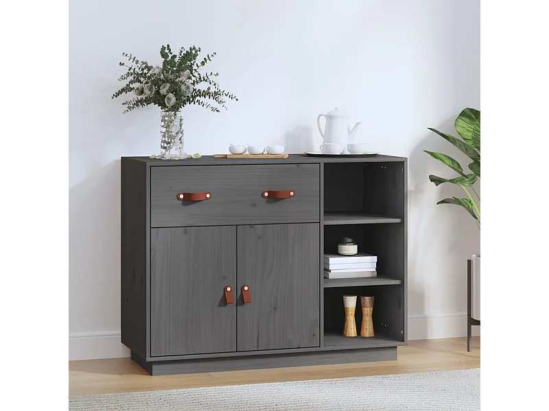 Buffet Gris 98,5x40x75 cm Bois massif de pin