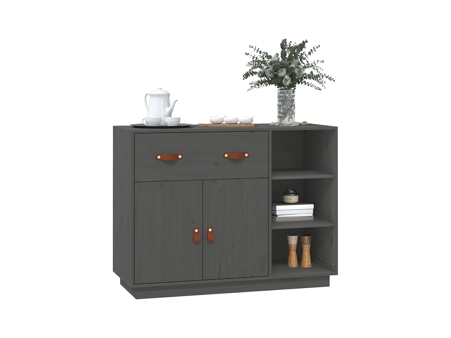 Buffet Gris 98,5x40x75 cm Bois massif de pin
