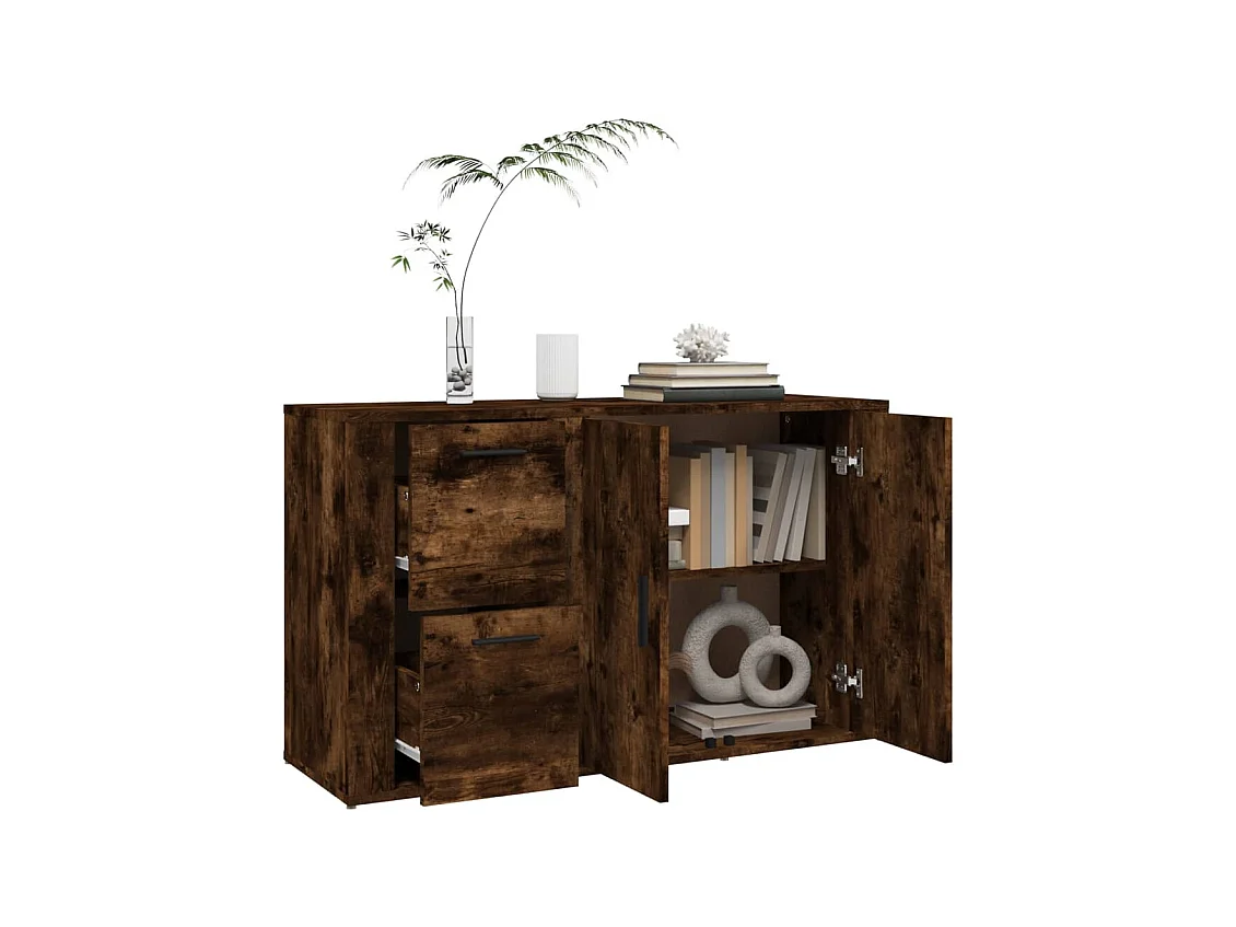 Buffet Chêne fumé 100x33x59,5 cm Bois d'ingénierie