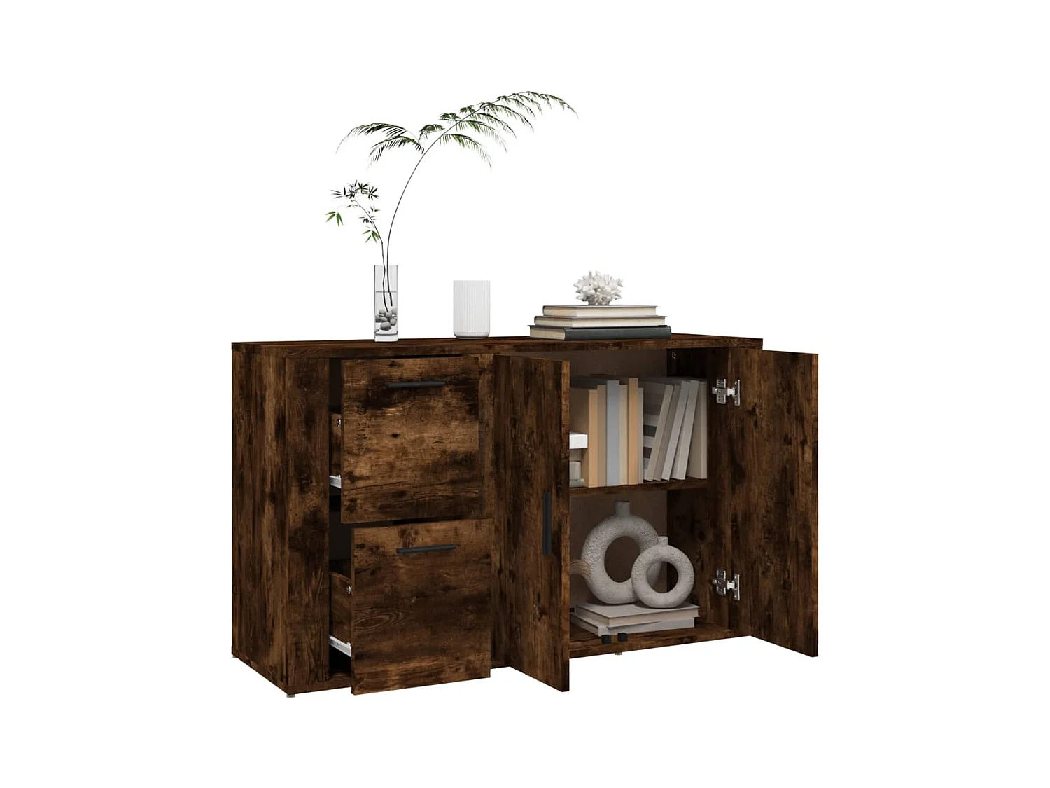Buffet Chêne fumé 100x33x59,5 cm Bois d'ingénierie