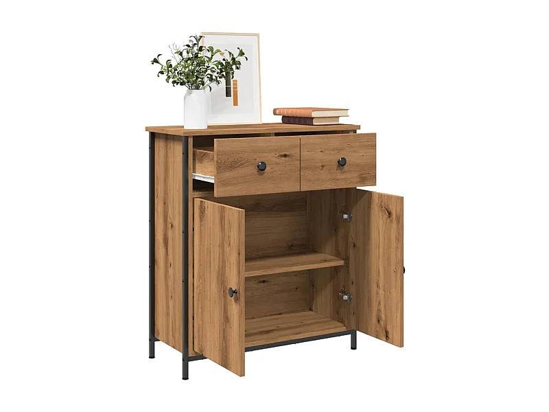 Buffet chêne artisanal 70x30x80 cm bois d'ingénierie