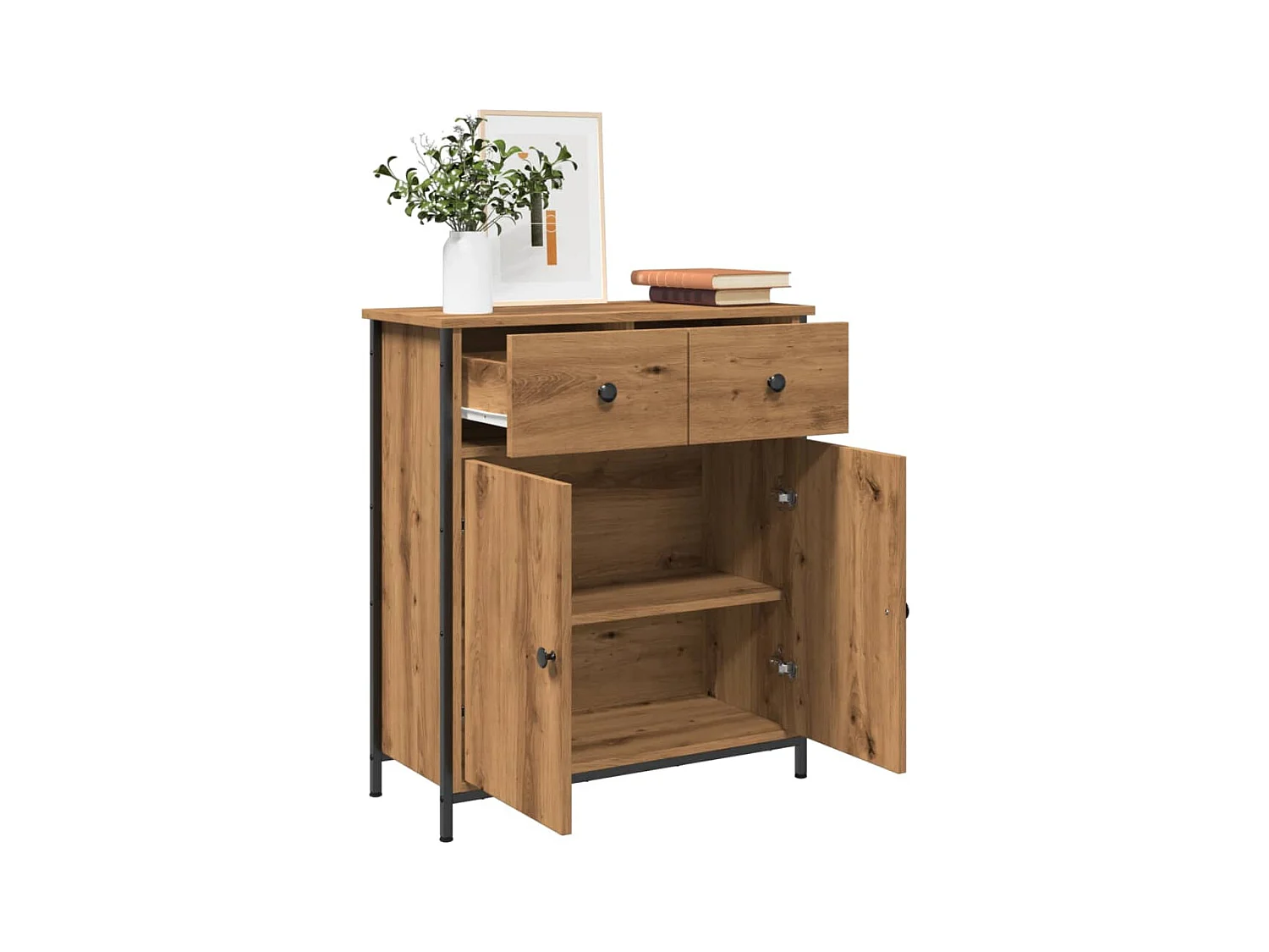 Credenza artigianale in rovere 70x30x80 cm in legno ingegnerizzato