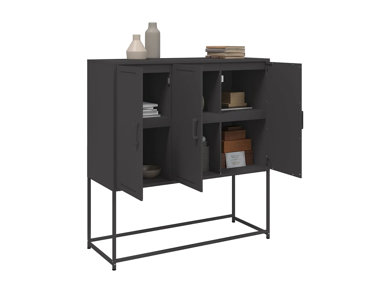 Buffet haut noir 100,5x39x107 cm acier
