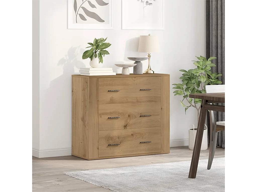 Buffet chêne artisanal 80x33x70 cm bois d'ingénierie