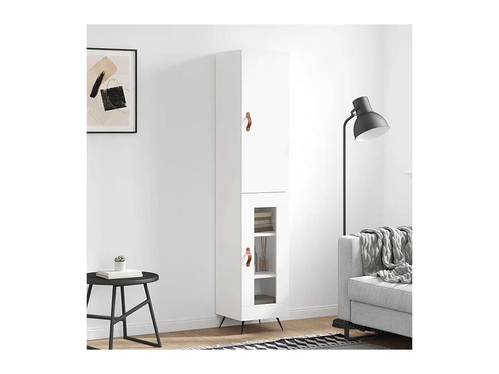 Buffet haut Blanc 34,5x34x180 cm Bois d'ingénierie