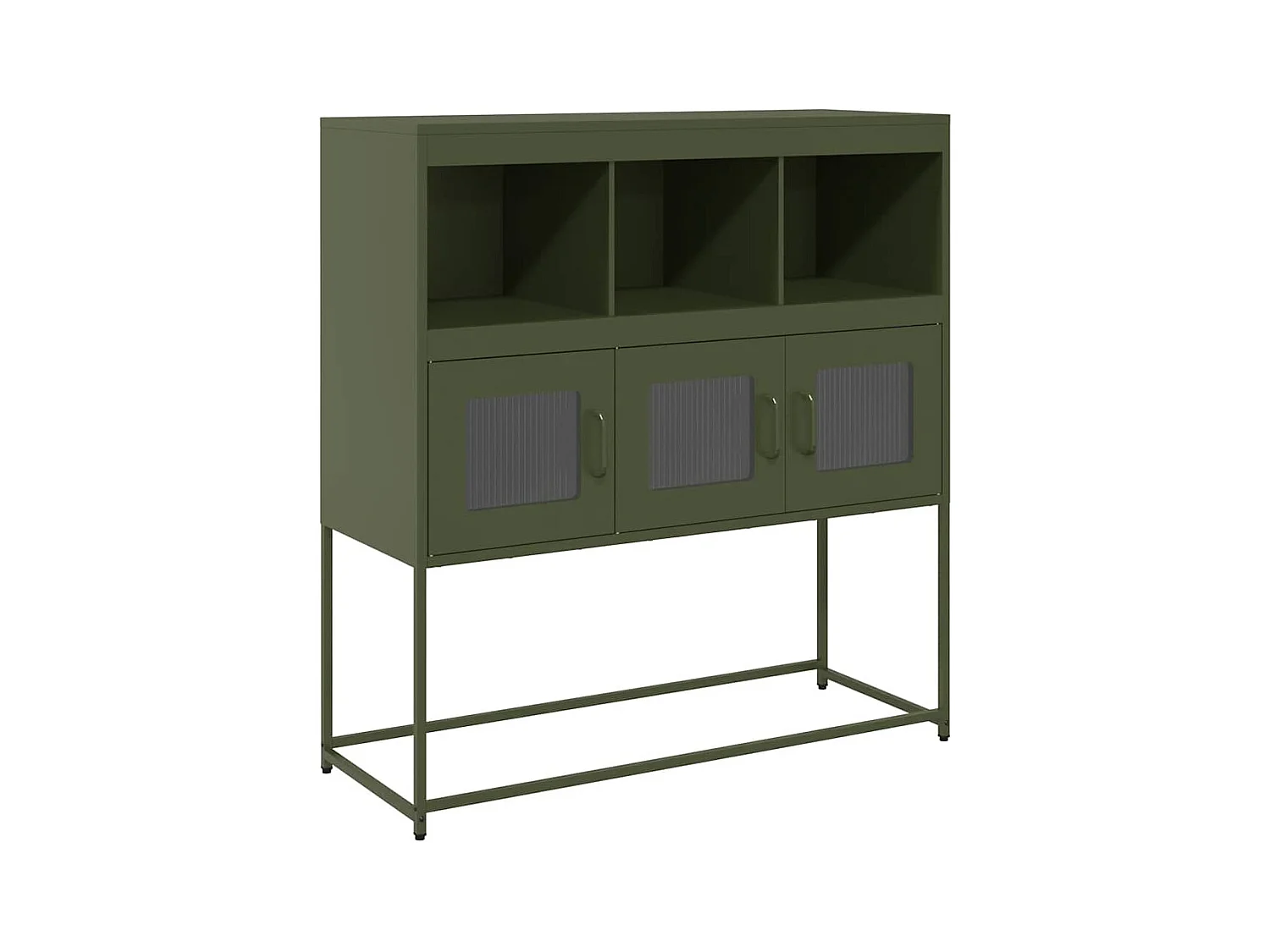 Buffet vert olive 100,5x39x107 cm acier laminé à froid