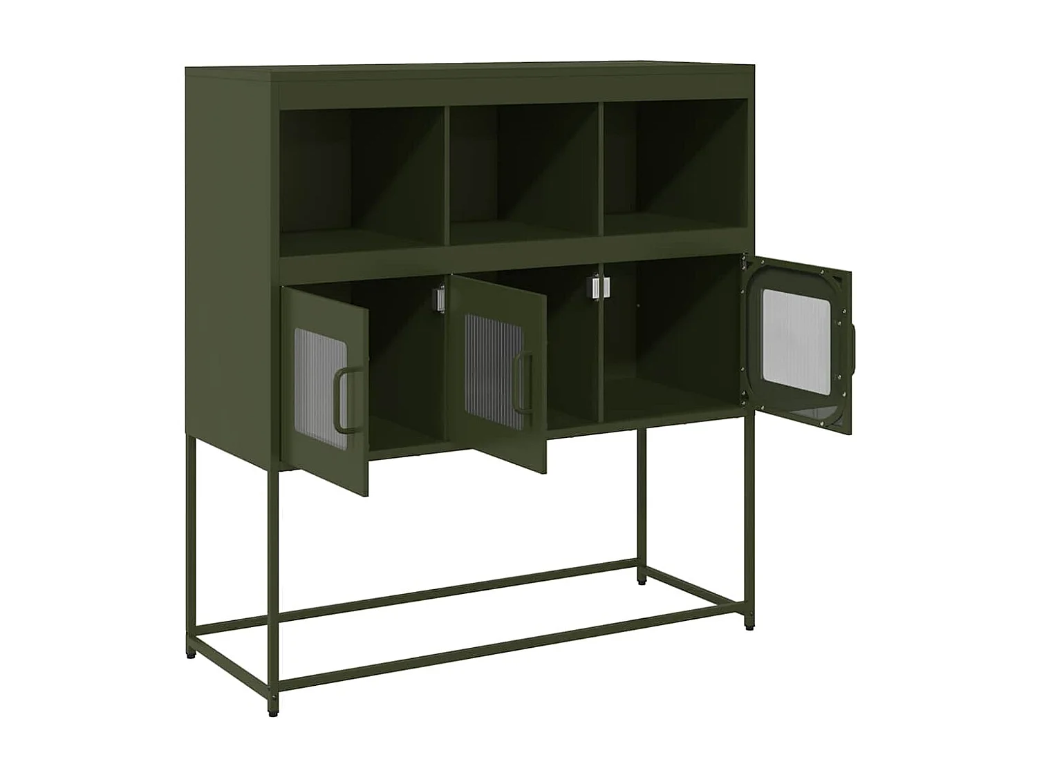 Buffet vert olive 100,5x39x107 cm acier laminé à froid
