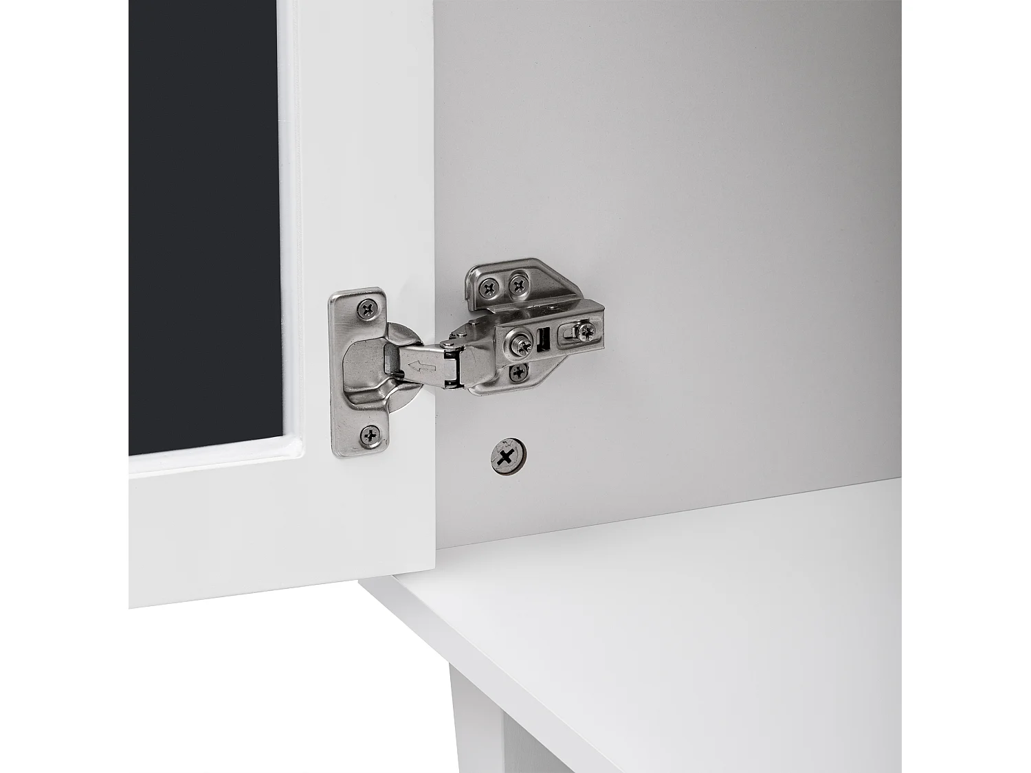 Buffet avec 4 portes miroir, tiroirs et étagères réglables, MDF, blanc (140x40x83cm)