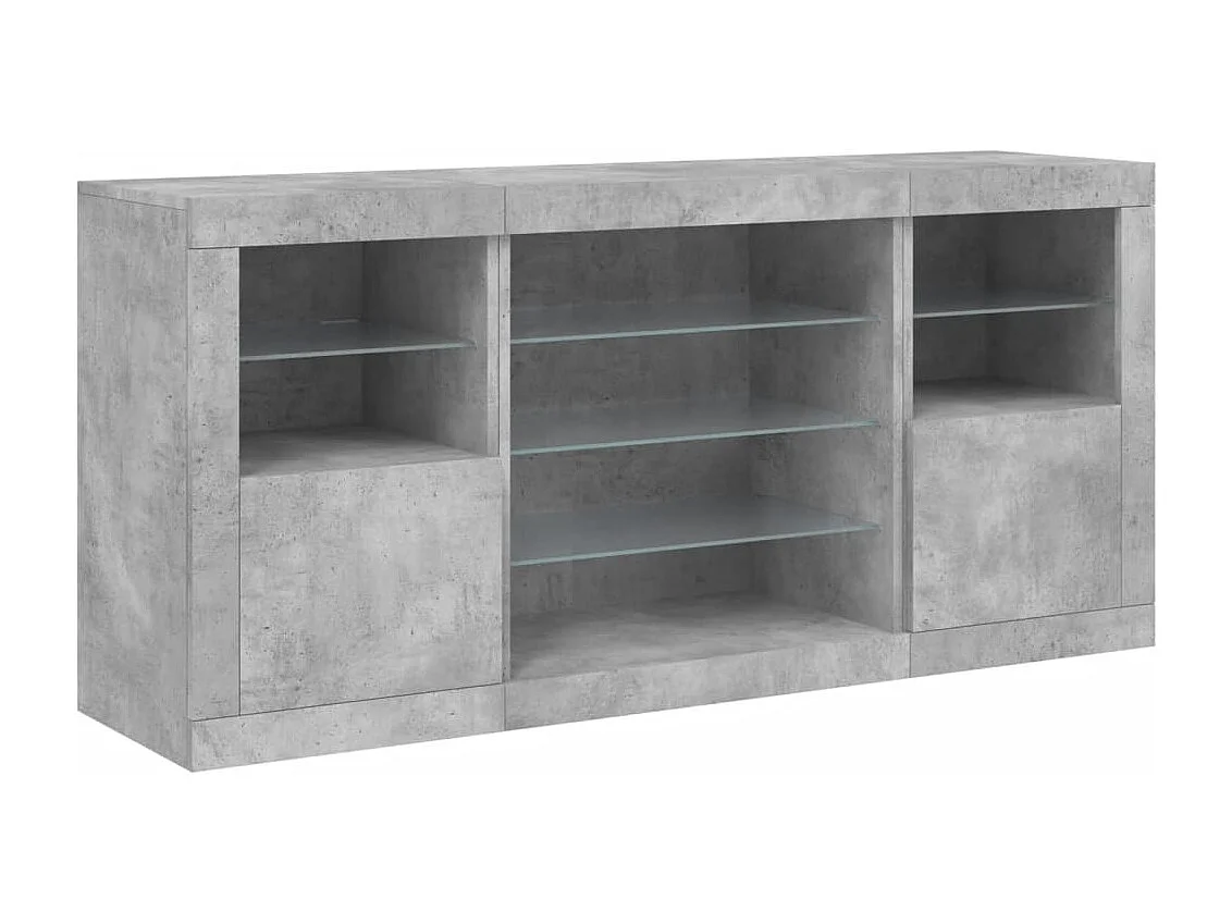 Buffet avec lumières LED gris béton 142,5x37x67 cm