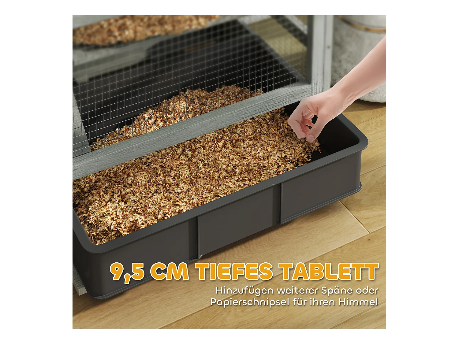 Cage pour hamster nain en bois, à 4 niveaux avec accessoires, gris (65x45x109 cm)