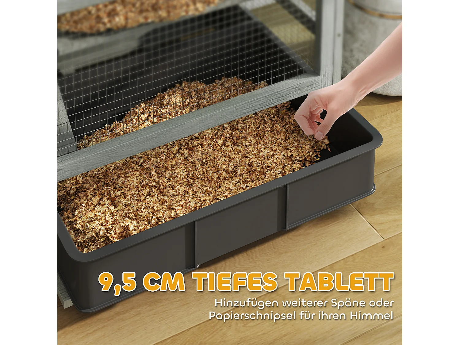 Cage pour hamster nain en bois, à 4 niveaux avec accessoires, gris (65x45x109 cm)