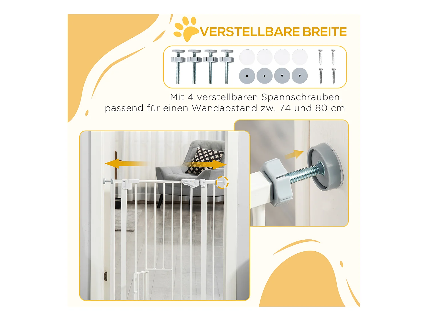 Barrière de sécurité extensible pour porte sans perçage, fermeture automatique, plastique et acier, blanc (80x3.5x91.4 cm)