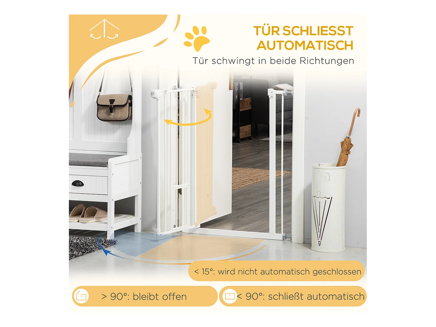 Barrière de sécurité extensible pour porte sans perçage, fermeture automatique, plastique et acier, blanc (80x3.5x91.4 cm)