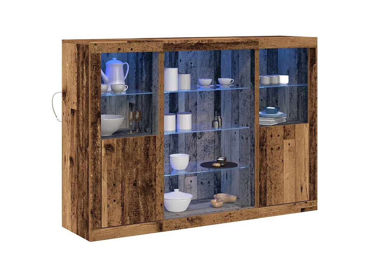 Buffet avec lumières LED Bois ancien 142.5x37x100 cm Bois d'ingénierie