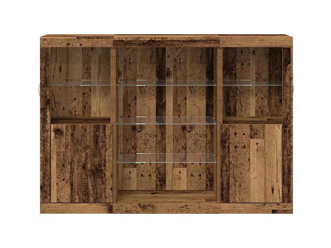 Buffet avec lumières LED Bois ancien 142.5x37x100 cm Bois d'ingénierie
