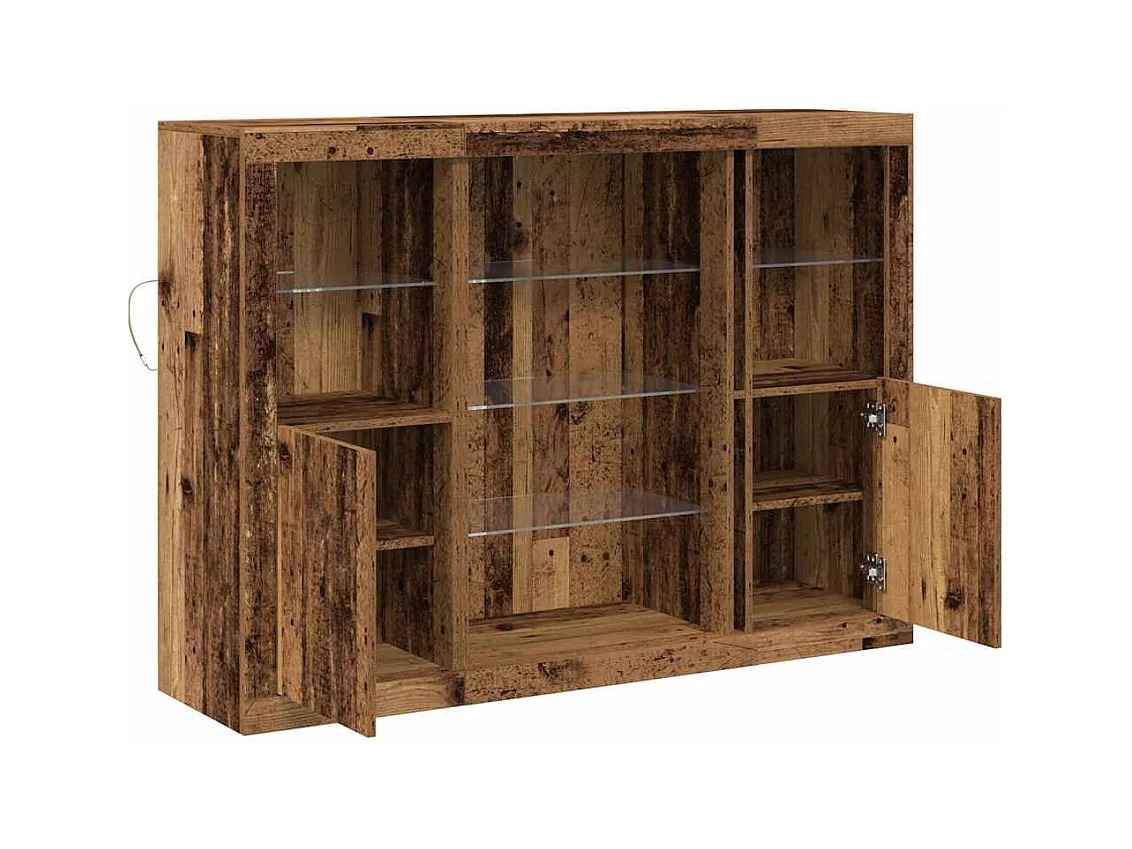 Buffet avec lumières LED Bois ancien 142.5x37x100 cm Bois d'ingénierie