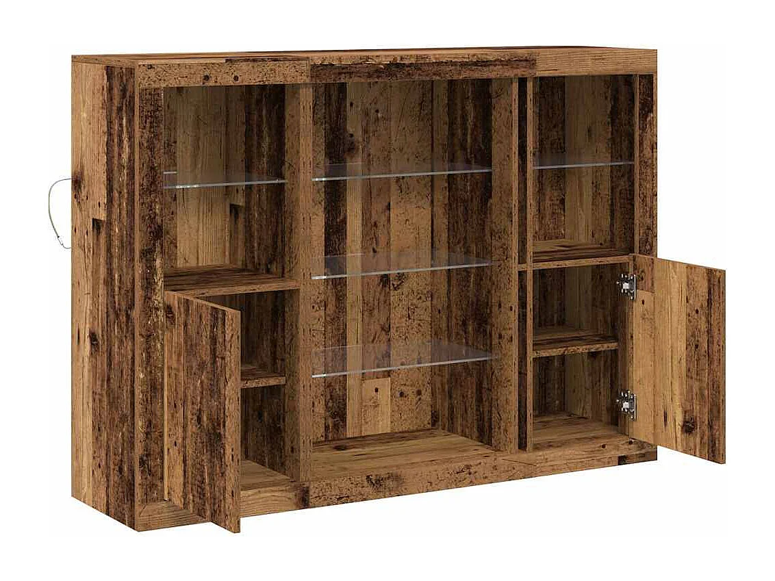 Credenza con luci LED Legno anticato 142,5x37x100 cm Legno ingegnerizzato